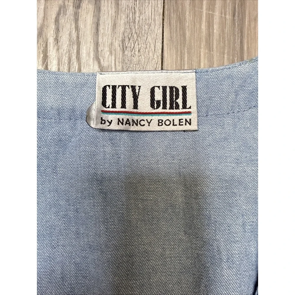 Vtg 2 Pc City Girl western Rockabilly Denim Pants Vest‎ Embellished Rhinestone M